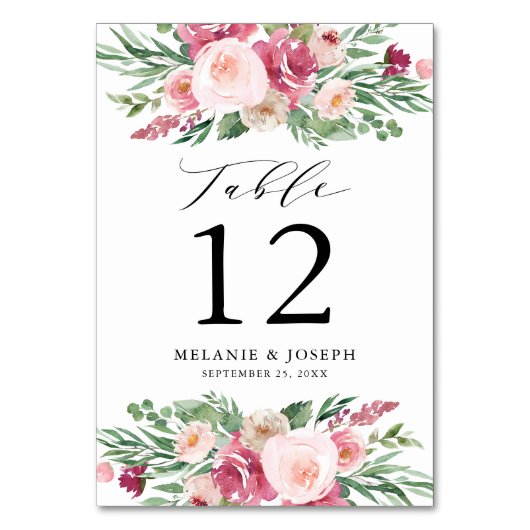 Numéro De Table Boho Blush et rose Mariage floral (Par défaut)