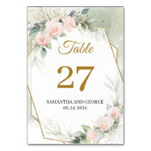 Numéro De Table Boho Blush rose floral eucalyptus or (Dos)