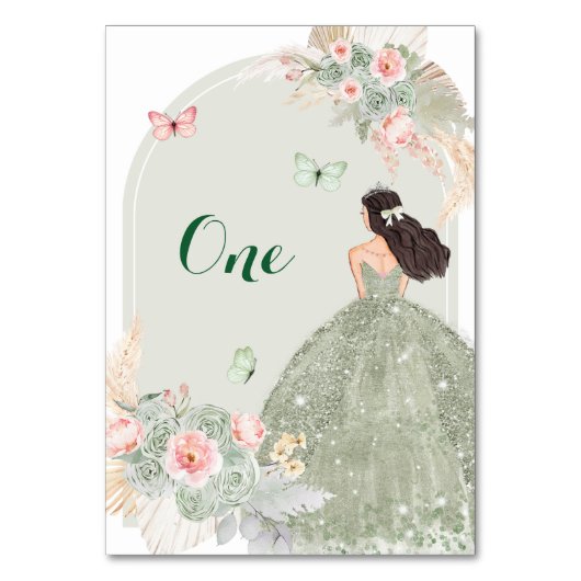 Numéro De Table Boho Blush Rose Sage Vert Quinceañera (Dos)