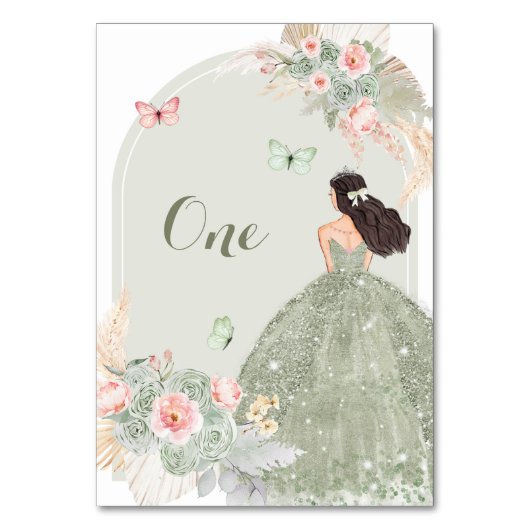 Numéro De Table Boho Blush Rose Sage Vert Quinceañera (Par défaut)