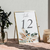 Numéro De Table Boho Bohemian Pampas & Beige Floral Numéro de tabl