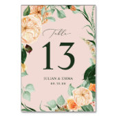 Numéro De Table Boho Botanique Blush Rose Vert Floral Personnalisé (Par défaut)