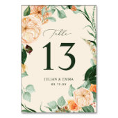 Numéro De Table Boho Botanique Pastel Peach Verdure Floral Custom (Dos)