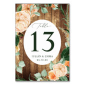 Numéro De Table Boho Botanique Rustique Woodgrain Vert sur mesure (Dos)