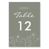Numéro De Table Boho Botanique Sage Vert Fleur sauvage Mariage (Dos)