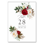 Numéro De Table Boho Bourgogne - Mariage Floral Marsala (Dos)