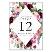 Numéro De Table Boho Burgundy & Blush Floral & Fruit Mariage (Dos)