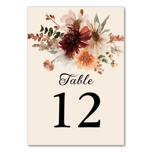 Numéro De Table Boho Burgundy Floral Mariage (Par défaut)
