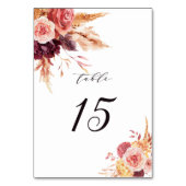 Numéro De Table Boho Burgundy Terracotta Mariage Floral (Dos)