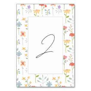 Numéro De Table Boho Chic Fleur sauvage Moderne Floral Mariage