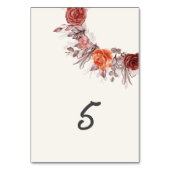 Numéro De Table Boho de Bourgogne Rose Floral Pampas Mariage (Dos)