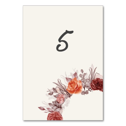 Numéro De Table Boho de Bourgogne Rose Floral Pampas Mariage (Par défaut)