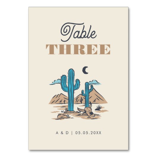 Numéro De Table Boho Desert Cactus Arizona Wedding Table Number (Par défaut)
