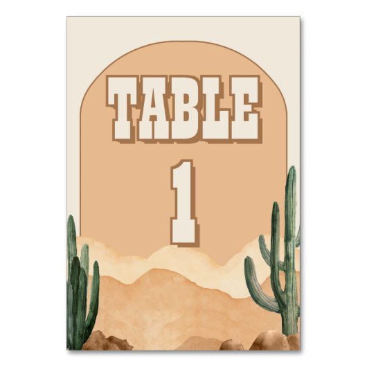 Numéro De Table Boho Desert Cactus Sud-Ouest Mariage ou douche (Dos)