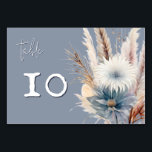 Numéro De Table Boho d'hiver Mariage Floral | Bleu<br><div class="desc">Guidez vos invités dans le style avec cette élégante carte de numéro de table Floral Boho d'hiver, parfaite pour votre réception de mariage saisonnière. Avec des fleurs d'aquarelle délicates et des botaniques d'hiver doux, le design est accentué par le script gracieux et la typographie moderne pour mettre en valeur magnifiquement...</div>