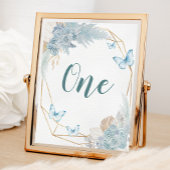 Numéro De Table Boho Dusty Bleu papillon Anniversaire
