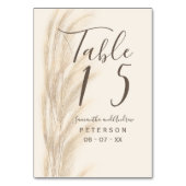 Numéro De Table Boho été pampas herbe aquarelle table mariage (Dos)