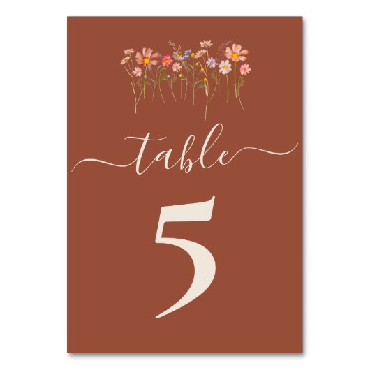 Numéro De Table Boho Fall Wildflower Terracotta Wedding (Dos)