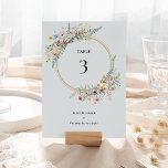 Numéro De Table Boho Fleur sauvage Fern Dusty Mariage bleu<br><div class="desc">Cette fougère fleur sauvage boho bleu mariage de la table de numéro design est un arrangement élégant de cadres géométriques or classique agrémenté de délicats bouquets et tiges de fleurs boho. Avec une palette d'arrière - plans bleu poussiéreux et intemporels avec une typographie noire classique simple et des fleurs sauvages...</div>