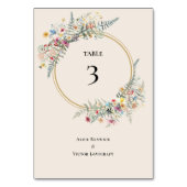 Numéro De Table Boho Fleur sauvage Fern Mariage beige (Dos)