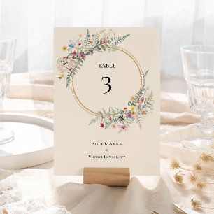 Numéro De Table Boho Fleur sauvage Fern Mariage beige