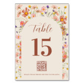 Numéro De Table Boho Fleur sauvage Floral Arch Code QR Terracotta (Dos)