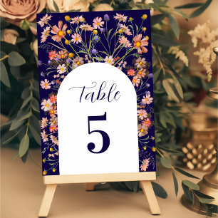 Numéro De Table Boho Fleur sauvage Floral Automne Marine Mariage b