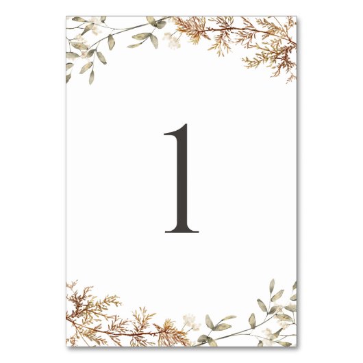 Numéro De Table Boho Fleur sauvage Foliage Mariage (Dos)