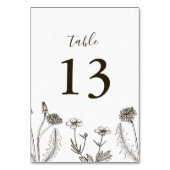 Numéro De Table Boho Fleur sauvage Line Art White Texture Mariage (Par défaut)