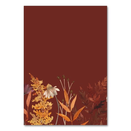 Numéro De Table Boho Fleur sauvage Terracotta Mariage de automne d (Dos)