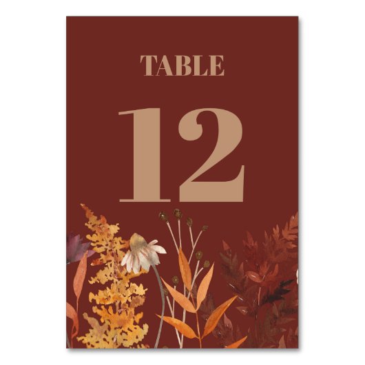 Numéro De Table Boho Fleur sauvage Terracotta Mariage de automne d (Par défaut)