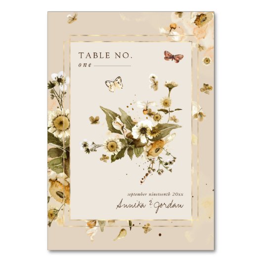 Numéro De Table Boho Fleurs sauvages d'automne | MARIAGE (Par défaut)