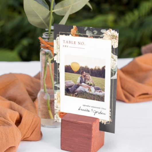 Numéro De Table Boho Fleurs Sombres Verdure Botanique | Mariage 