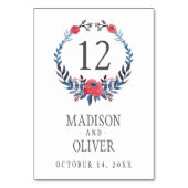 Numéro De Table Boho Floral Aquarelle Roses rouges | MARIAGE (Dos)