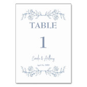 Numéro De Table Boho floral bleu Haut Mariage frontalier (Dos)