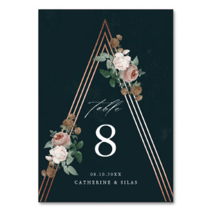 Numéro De Table Boho Floral Navy Mariage bleu