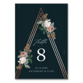 Numéro De Table Boho Floral Navy Mariage bleu (Dos)