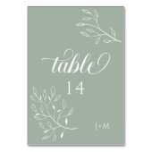 Numéro De Table Boho Floral Sage Green Calligraphie (Dos)