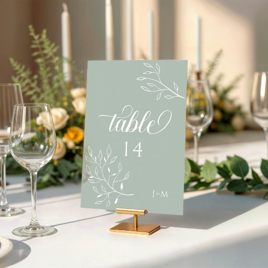 Numéro De Table Boho Floral Sage Green Calligraphie