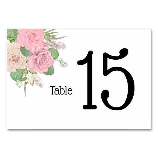 Numéro De Table BOHO Floral Table Numéros - Personnalisé sur mesur (Devant)