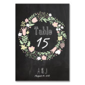 Numéro De Table Boho Flower Wreath Russe Chalkboard Mariage (Dos)
