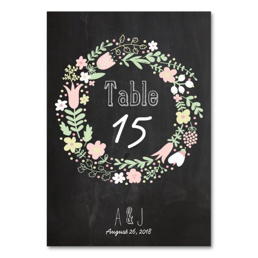 Numéro De Table Boho Flower Wreath Russe Chalkboard Mariage (Par défaut)
