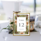 Numéro De Table Boho Hiver Végétation Boughs Vert Sage