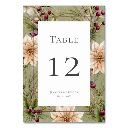 Numéro De Table Boho Hiver Végétation Boughs Vert Sage (Par défaut)