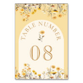 Numéro De Table Boho jaune Fleur sauvage Mariage Floral (Dos)
