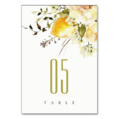 Numéro De Table Boho Lemon Aquarelle jaune Mariage floral (Dos)