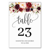 Numéro De Table Boho marsala bleu rose floral or mariage (Par défaut)