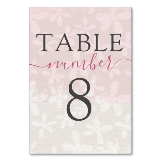 Numéro De Table Boho mignon Mariage à fleurs roses (Dos)