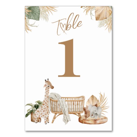 Numéro De Table Boho Moderne Coeur Baby shower neutre genre (Par défaut)