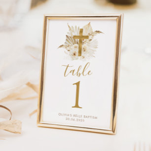 Numéro De Table Boho Neutre Floral Baptême Numéros de tableau